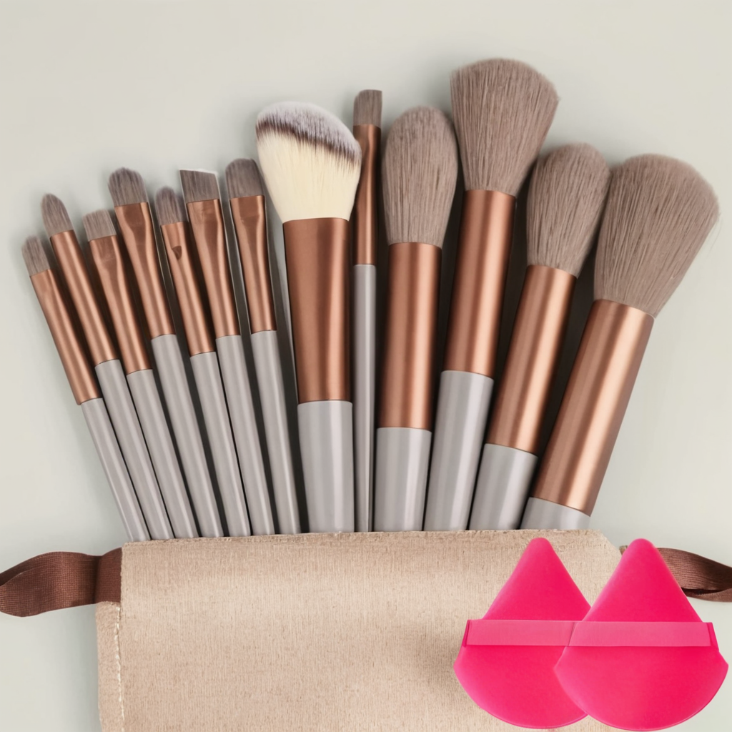 Juego de 13 brochas de maquillaje +2 Mini base para dedos de regalo